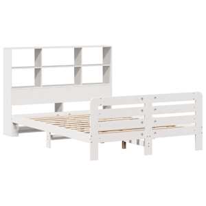 vidaXL Bed Frame without Mattress White 135x190 cm Double Solid Wood Pine
