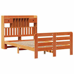 vidaXL Bookcase Bed without Mattress Wax Brown 120x200 cm Solid Wood Pine