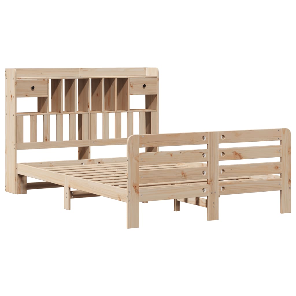 vidaXL Bed met boekenkast zonder matras massief grenenhout 140x200 cm afbeelding