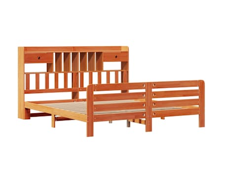 vidaXL Posteľ s knižnicou bez matraca voskov&aacute; 180x200 cm borovica