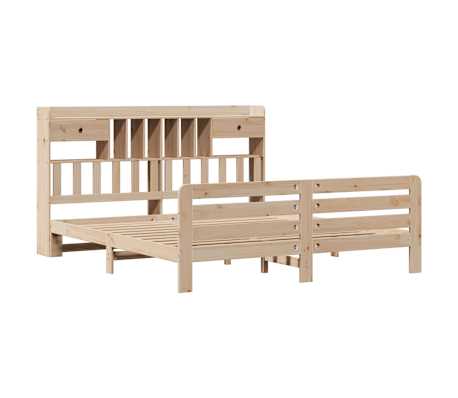 vidaXL Cama com estante sem colch&atilde;o 200x200 cm pinho maci&ccedil;o