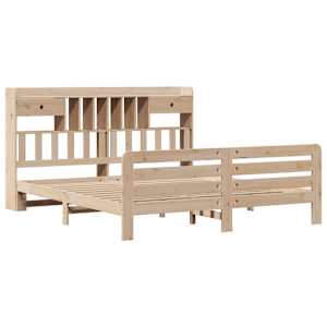 vidaXL Cama com estante sem colch&atilde;o 200x200 cm pinho maci&ccedil;o