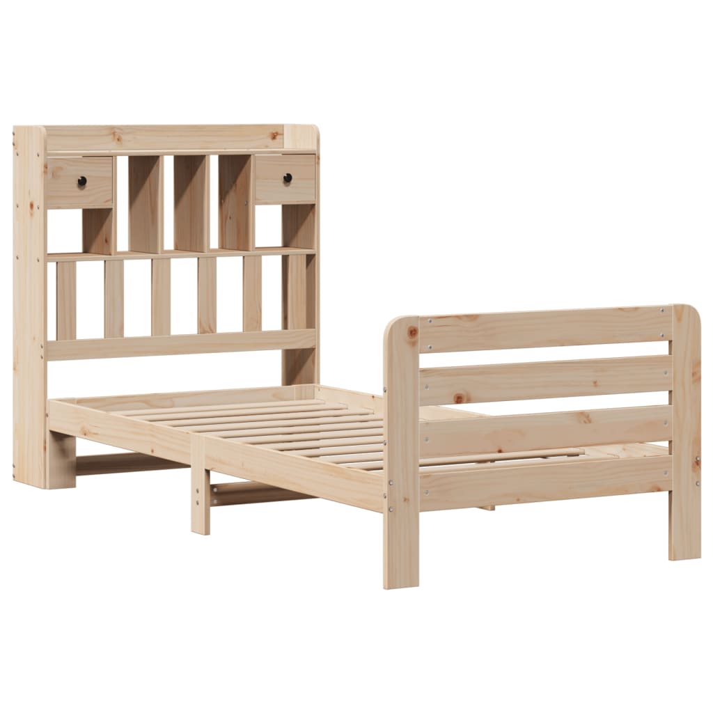 vidaXL Bed met boekenkast zonder matras massief grenenhout 75x190 cm afbeelding