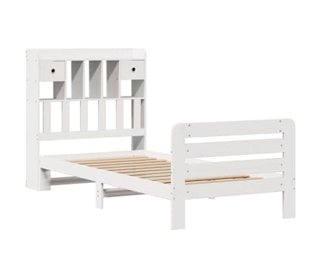 vidaXL Bookcase Bed without Mattress White 75x190 cm Small Single Solid Wood Pine