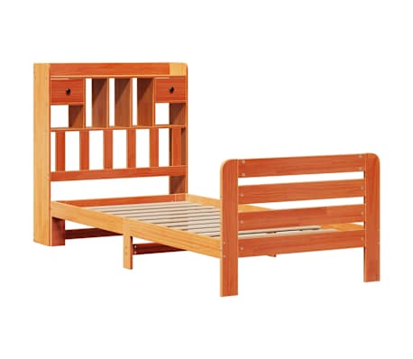 vidaXL Pat bibliotecă fără saltea maro ceruit 90x190 cm lemn masiv pin