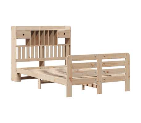 vidaXL Pat cu bibliotecă fără saltea, 120x190 cm, lemn masiv de pin