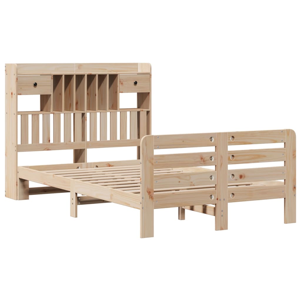 vidaXL Bed met boekenkast zonder matras massief grenenhout 135x190 cm afbeelding
