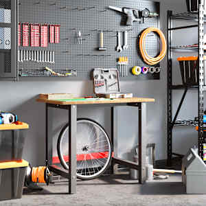 vidaXL Banco de trabajo rectangular madera maciza roble 100x60x81,5 cm