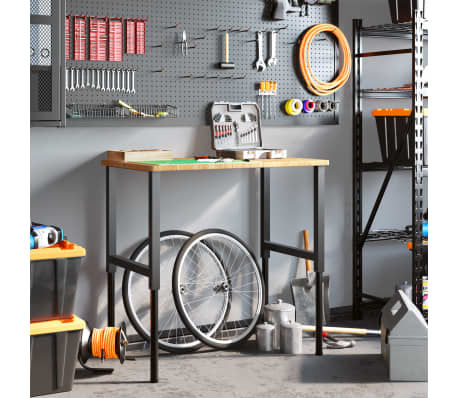 vidaXL &Eacute;tabli marron clair bois de ch&ecirc;ne massif rectangulaire