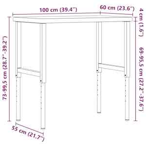 Pracovní stůl 100x60x(73–99,5) cm masivní akácie obdélníkový - obrázek 12
