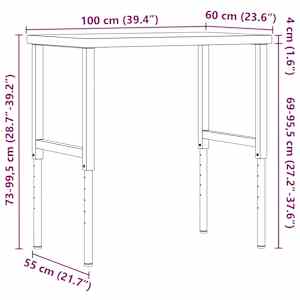 Pracovní stůl 100x60x(73–99,5) cm masivní akácie obdélníkový - obrázek 12