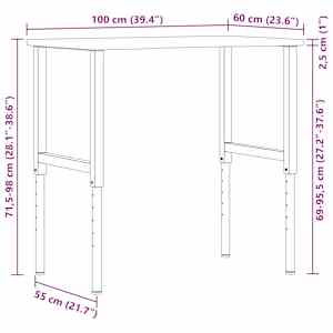Pracovní stůl světle hnědý 100 x 60 x (71,5–98) cm masivní dub - obrázek 12