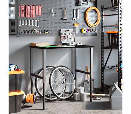 vidaXL Werkbank Dunkelbraun 100x60x(71,5-98) cm Massivholz Eiche