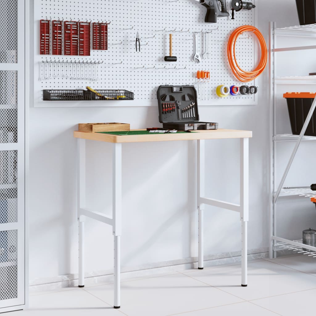 Thumbnail - vidaXL Werkbank 100x60x(73-99,5) cm Massivholz Eiche Rechteckig