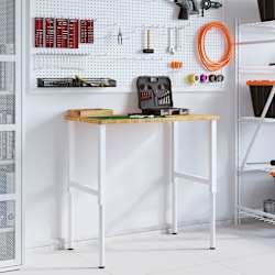 vidaXL Banco de trabajo rectangular madera maciza 100x60x(71,5-98) cm