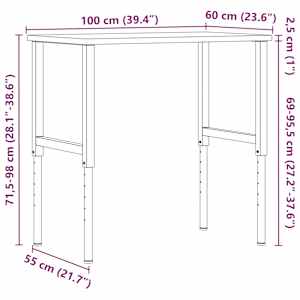 Pracovní stůl 100 x 60 x (71,5–98) cm masivní buk obdélníkový - obrázek 12