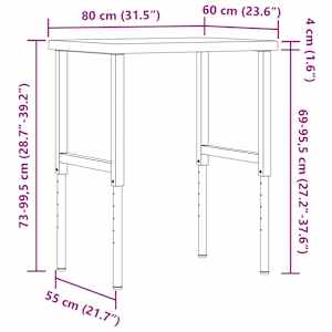 Pracovní stůl 80 x 60 x (73–99,5) cm masivní akácie obdélníkový - obrázek 12