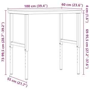 Pracovní stůl 100x60x(73–99,5) cm masivní akácie obdélníkový - obrázek 12