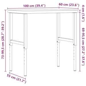 Pracovní stůl 100x60x(73–99,5) cm masivní akácie obdélníkový - obrázek 12