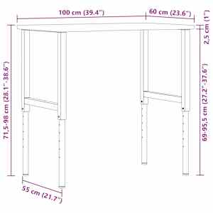 Pracovní stůl světle hnědý 100 x 60 x (71,5–98) cm masivní dub - obrázek 12