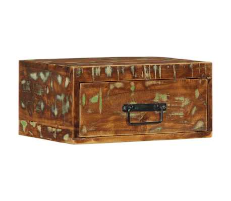 vidaXL Table de chevet murale bois massif de r&eacute;cup&eacute;ration