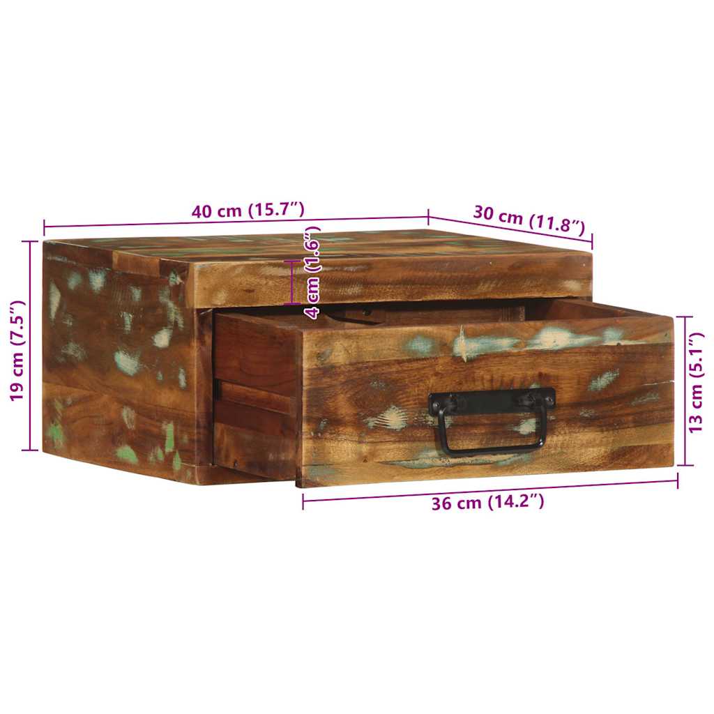 Nachtkastjes 2 st wandgemonteerd massief gerecycled hout image 13