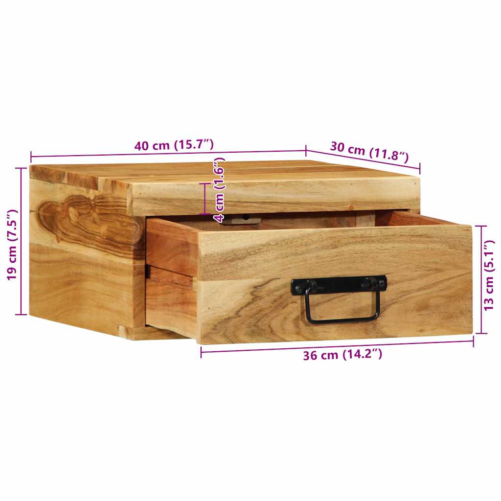 Nachtkastjes 2 st wandgemonteerd massief acaciahout image 13
