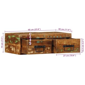 Nástěnná TV skříňka 60 x 30 x 19 cm masivní recyklované dřevo - obrázek 12