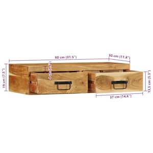 Nástěnná TV skříňka 80 x 30 x 19 cm masivní akáciové dřevo - obrázek 12