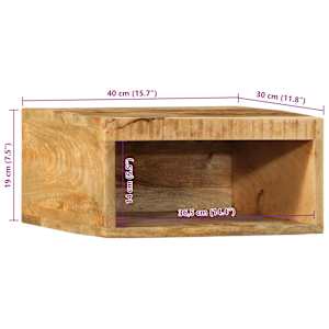 Nástěnná TV skříňka 40 x 30 x 19 cm masivní hrubý mangovník - obrázek 10