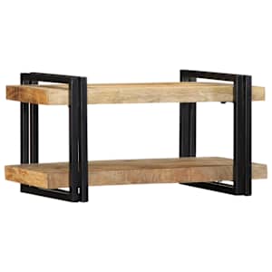 Nástěnná police 70x33x35 cm masivní hrubý mangovník - obrázek 3