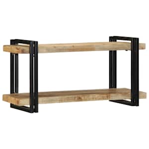 Nástěnná police 90x33x45 cm masivní hrubý mangovník - obrázek 2
