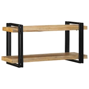 Nástěnná police 90x33x45 cm masivní hrubý mangovník - obrázek 3