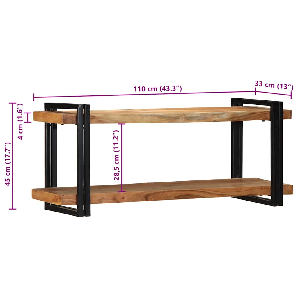 Wandschap 110x33x45 cm massief acaciahout image 13