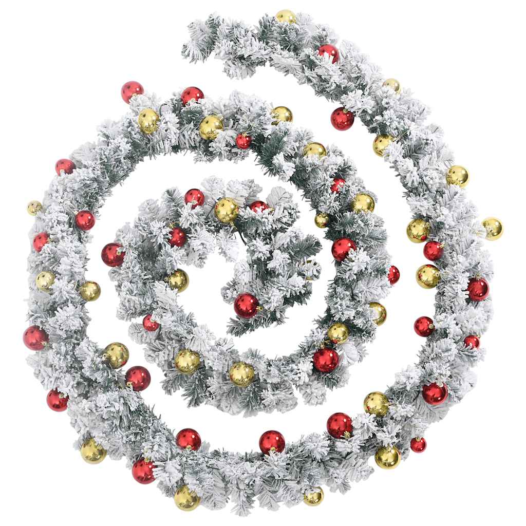 vidaXL Kerstslinger met kerstballen en LED-lampjes 10 m PVC groen afbeelding