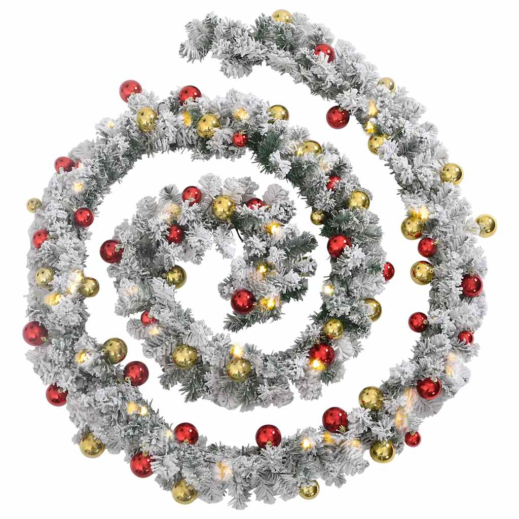 Thumbnail - vidaXL Weihnachtsgirlande mit Kugeln und LED-Leuchten Grün 20 m PVC