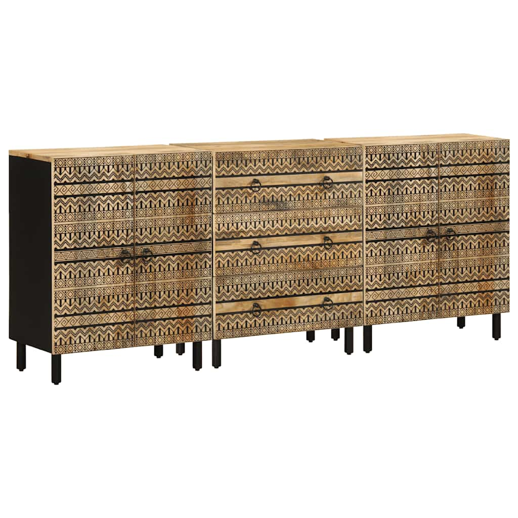 Sideboards 3 Stk. Massivholz Mango