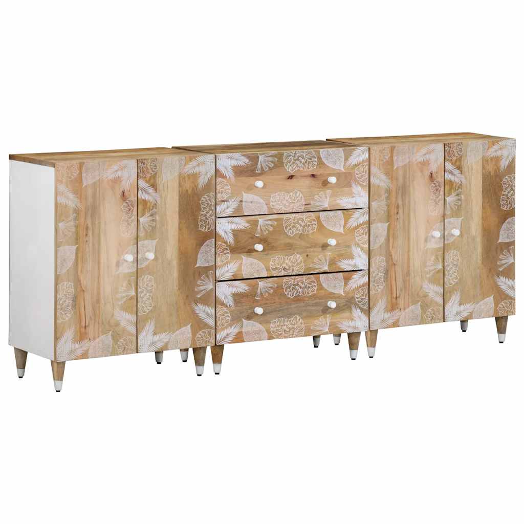 vidaXL Sideboards 3 Stk. 60x33,5x75 cm Massivholz Mango