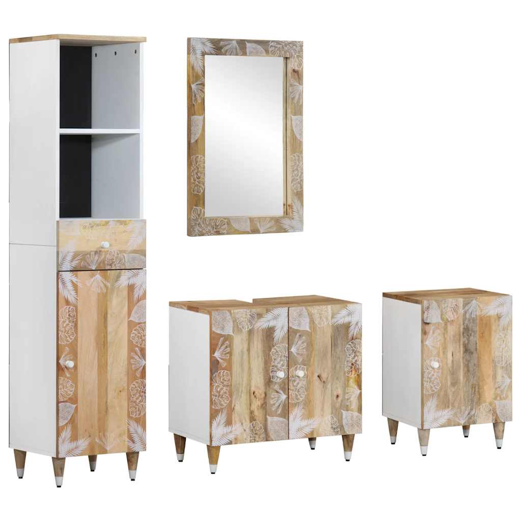 vidaXL Set mobilier de baie, 4 piese, lemn masiv de mango