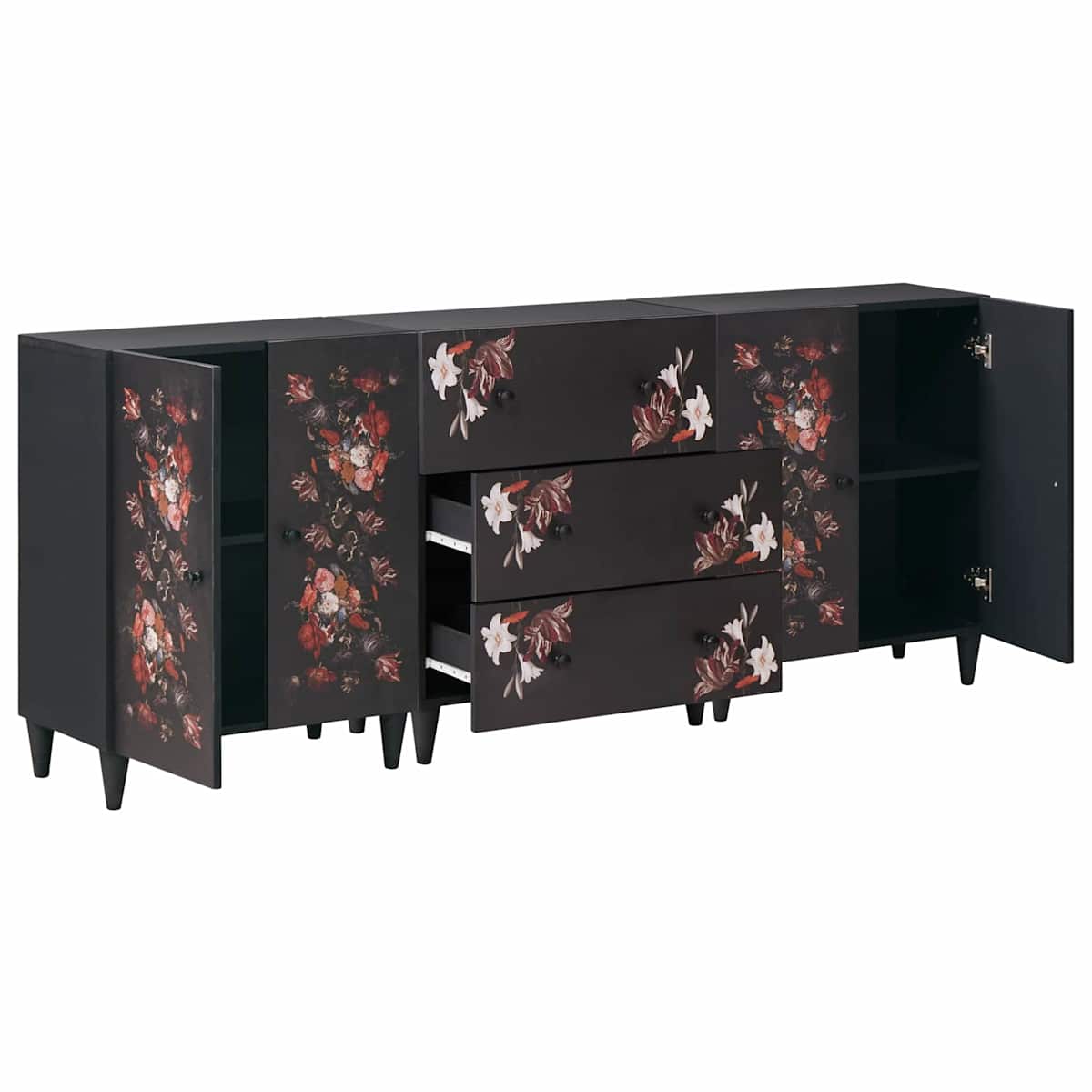 Opbevaringsskabe 3 stk. 180 x 33 x 75 cm Massivt mangotræ - Billede 3