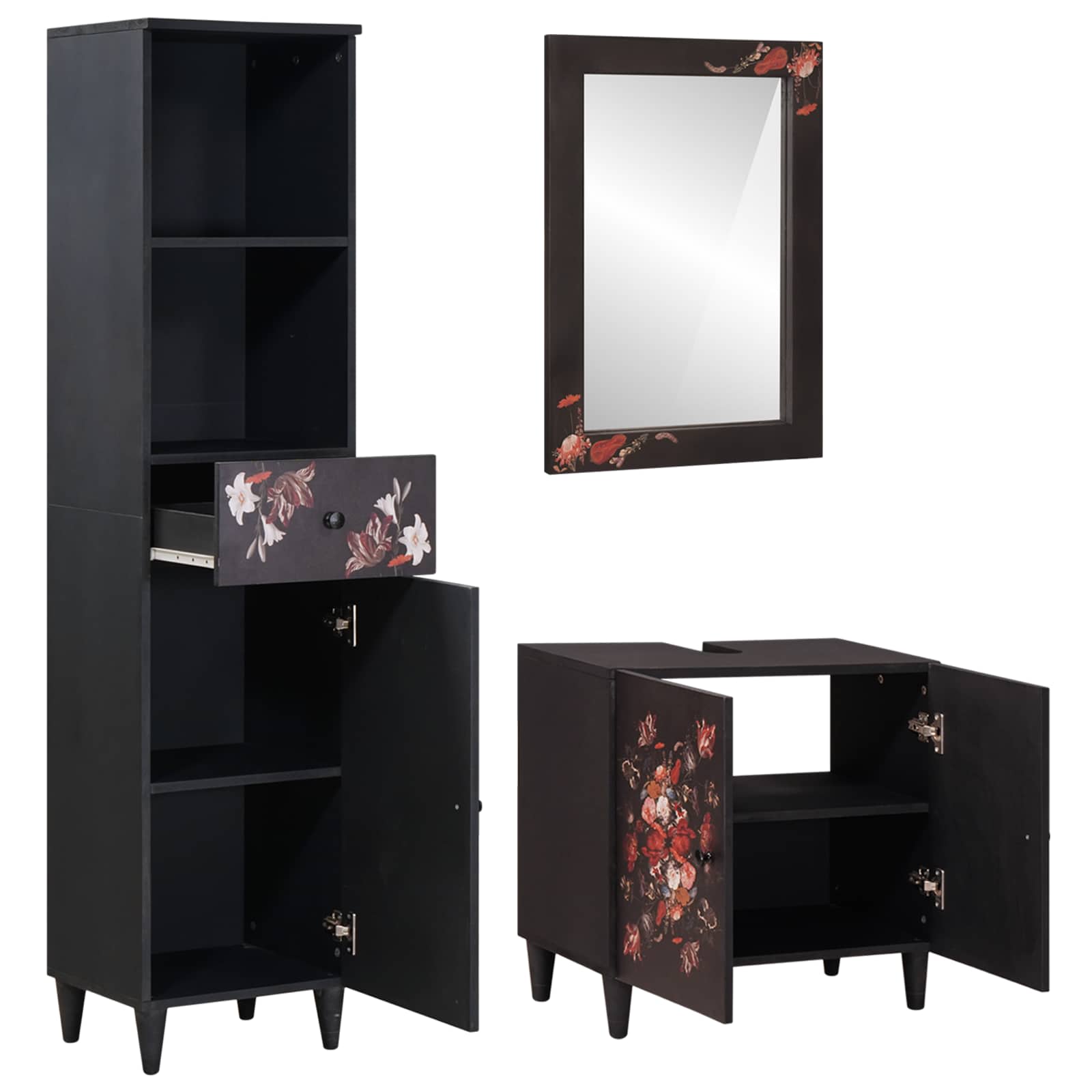 vidaXL Badkamerkastenset met lade met opslag 3 pcs Massief Mango Hout