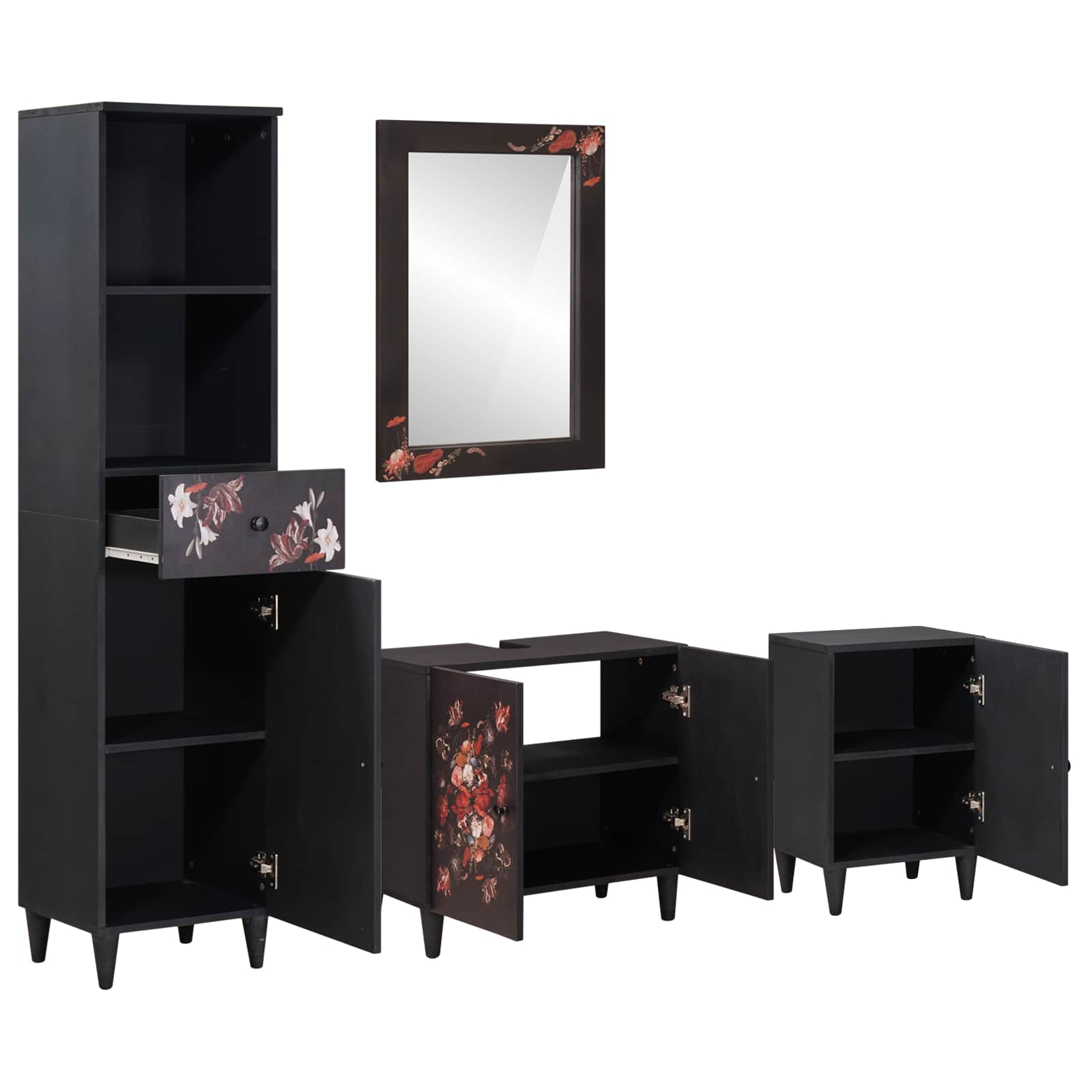 vidaXL Badkamerkastenset met lade met opslag 4 pcs Massief Mango Hout