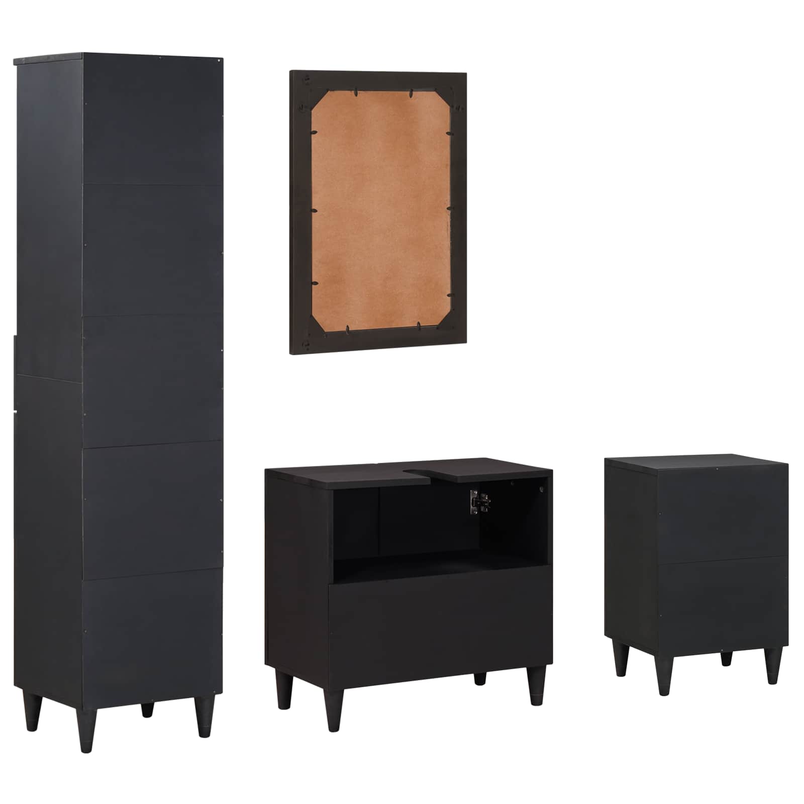 Kylpyhuoneen kaappisetti ovella 4 pcs Kiinteä mango puu - Image 8