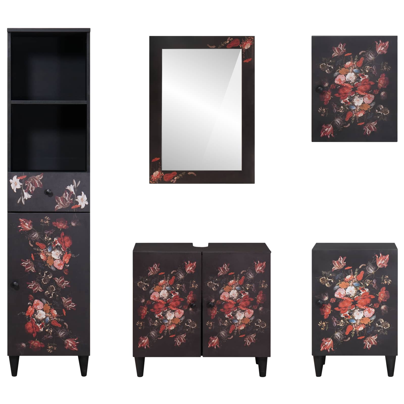 Kylpyhuoneen kaappisetti ovella 5 pcs Kiinteä mango puu - Image 8