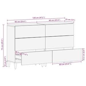 Servírovací skříň s policí 2 pcs medová hnědá 60 x 33 x 75 cm - obrázek 12