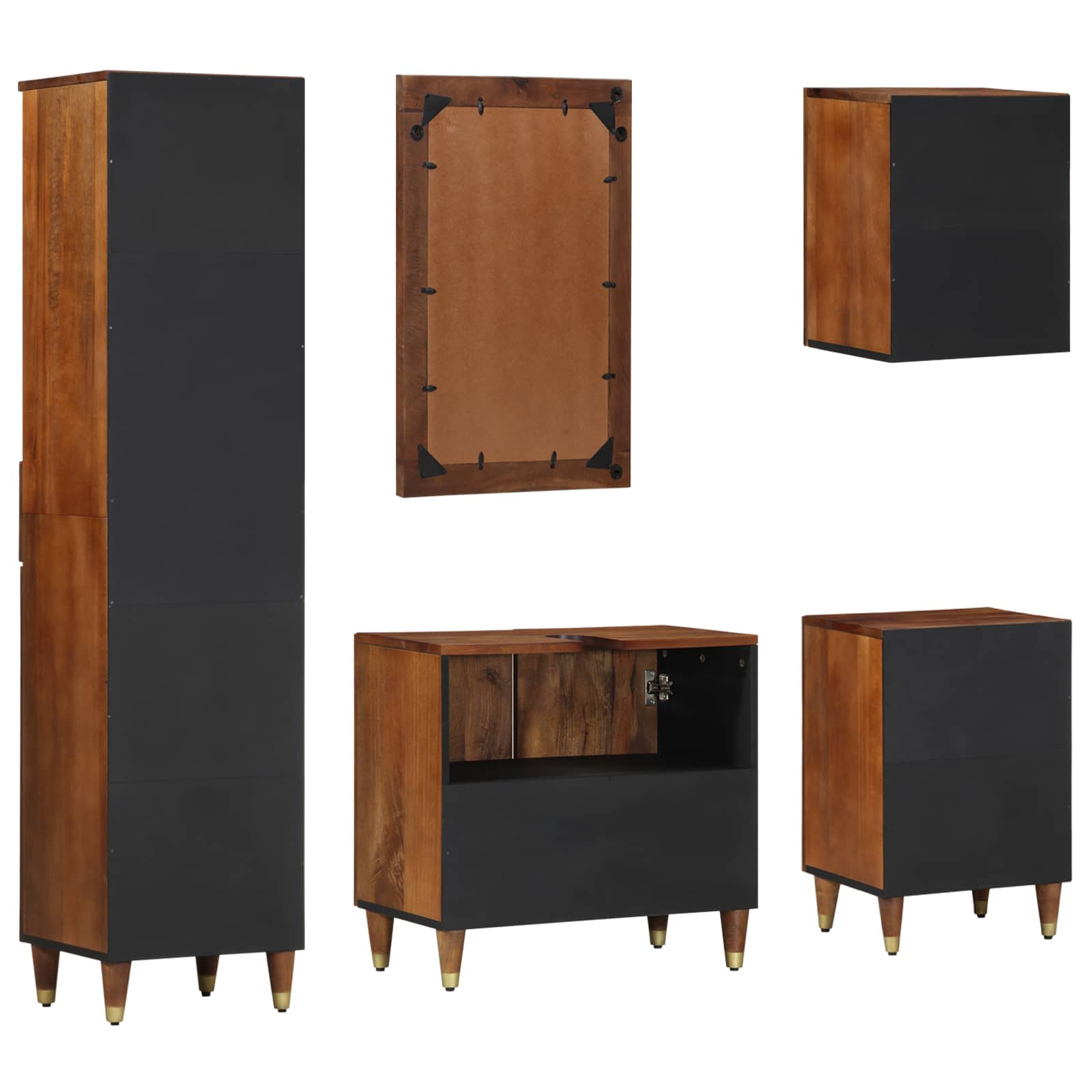 Badkamerkastenset met lade 5 pcs Honingbruin Massief Mango Hout image 9