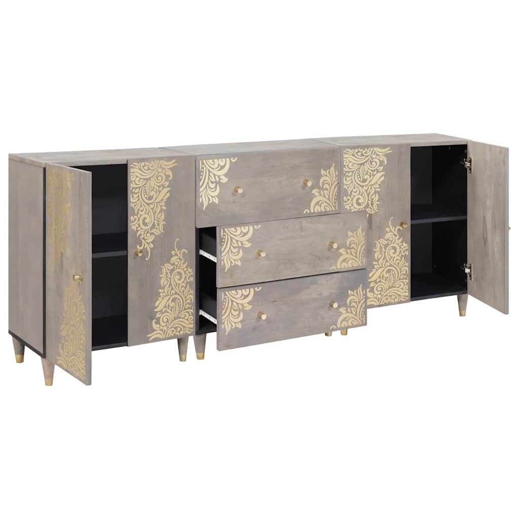 vidaXL Badkamermeubelset met lade 3 pcs Grijs en Goud 180 x 33 x 75 cm