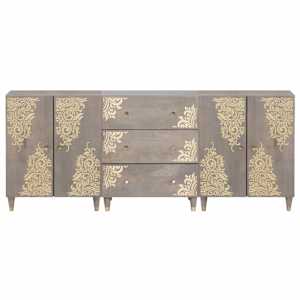 Sada koupelnových skříněk 3 pcs Šedá a zlatá 180 x 33 x 75 cm - obrázek 5