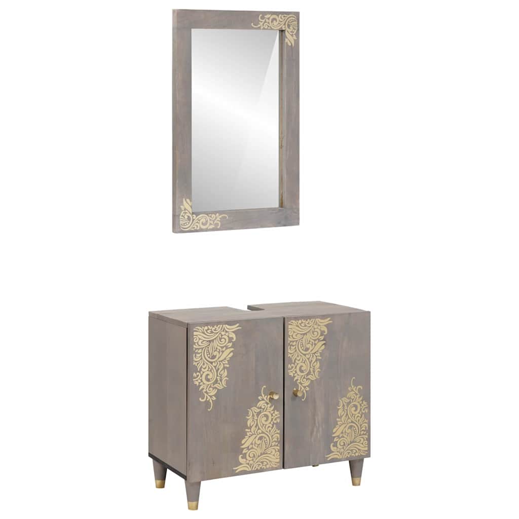 vidaXL Set de mobilier pentru baie Pe perete 2 pcs Gri 62 x 33 x 58 cm
