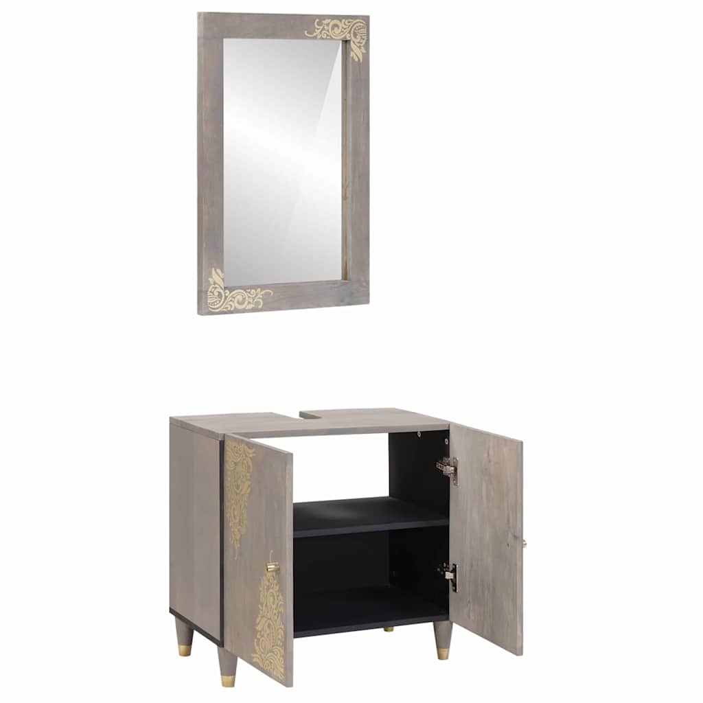 vidaXL Badkamermeubelset Wandgemonteerd 2 pcs Grijs 62 x 33 x 58 cm